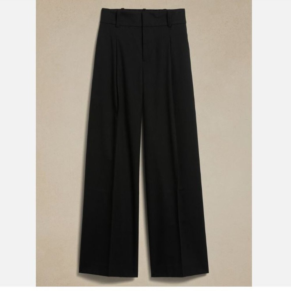 Banana Republic Wide-Leg LouLou BOHO Black Flannel Pants Size 4/27 PETITE - $110 - Picture 4 of 5